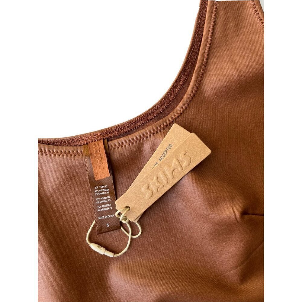 Skims Kim Kardashian Wet Jersey Tank Thong Bodysuit Copper Size S - Picture 4 of 4